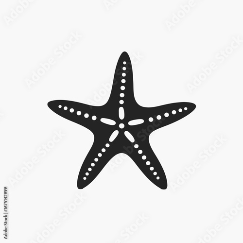 Elegant black starfish graphic illustration on white background creating a silhouette