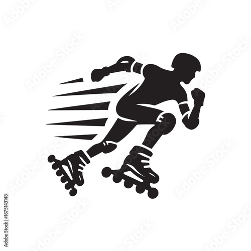 Rollerblading silhouette black and white vector icon
