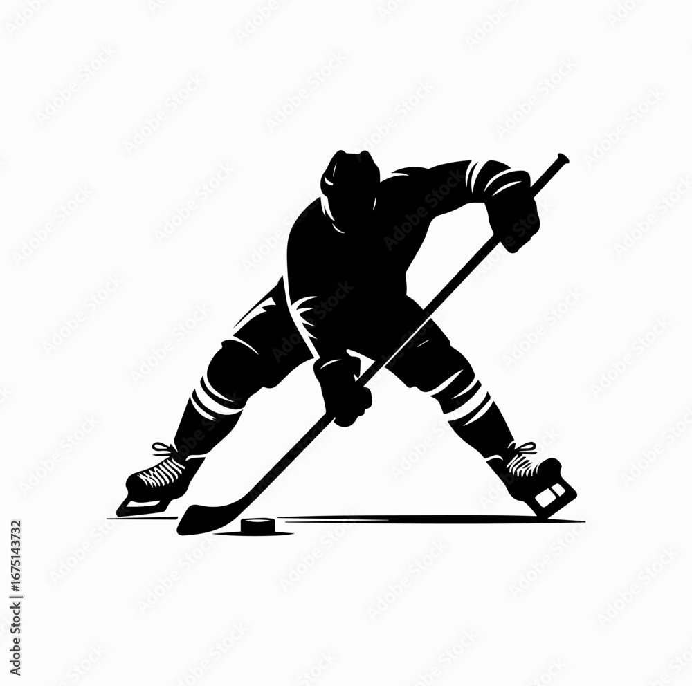 Fototapeta premium Ice Hockey Player Silhouette – Canadian National Sport Symbol
