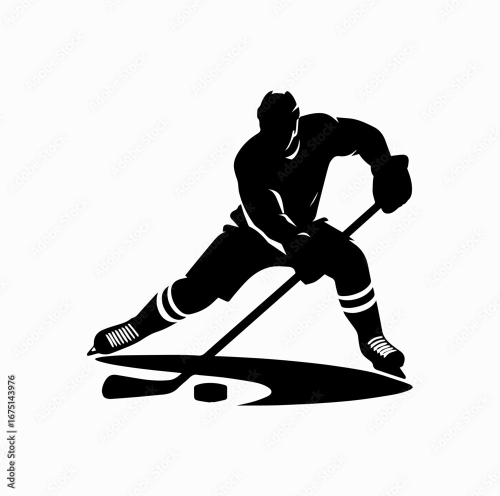 Fototapeta premium Ice Hockey Player Silhouette – Canadian National Sport Symbol