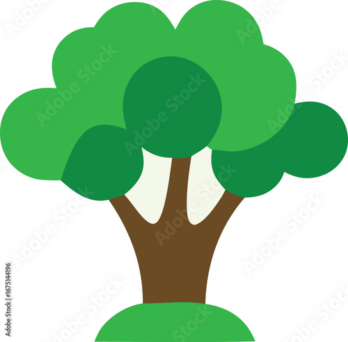 Vibrant green tree with brown trunk and leafy canopy symbolizing nature growth healthy environment and outdoor recreation