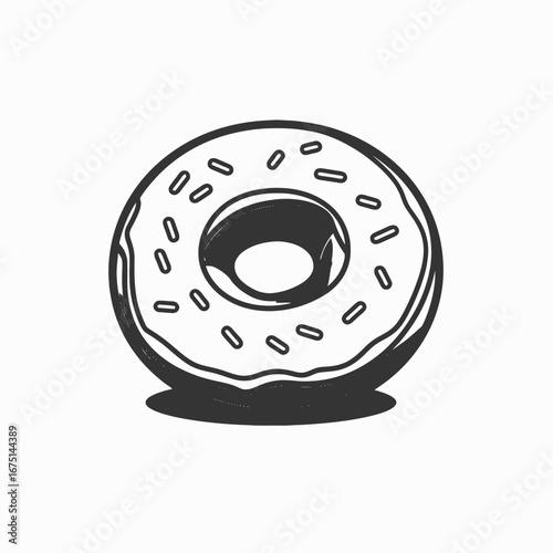 Sweet outlined donut illustration with sprinkles food vector illustration silhouette