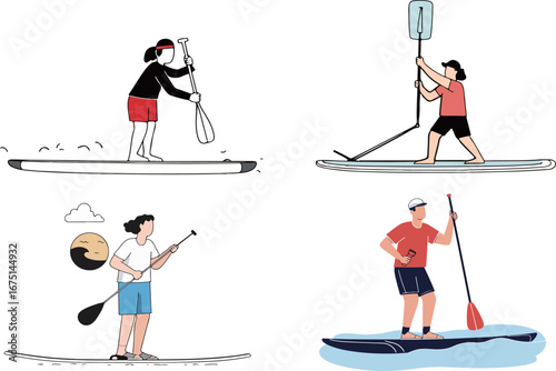 People Paddleboarding