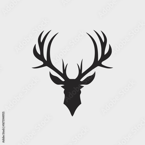 Majestic deer head with antler design in dark vector silhouette