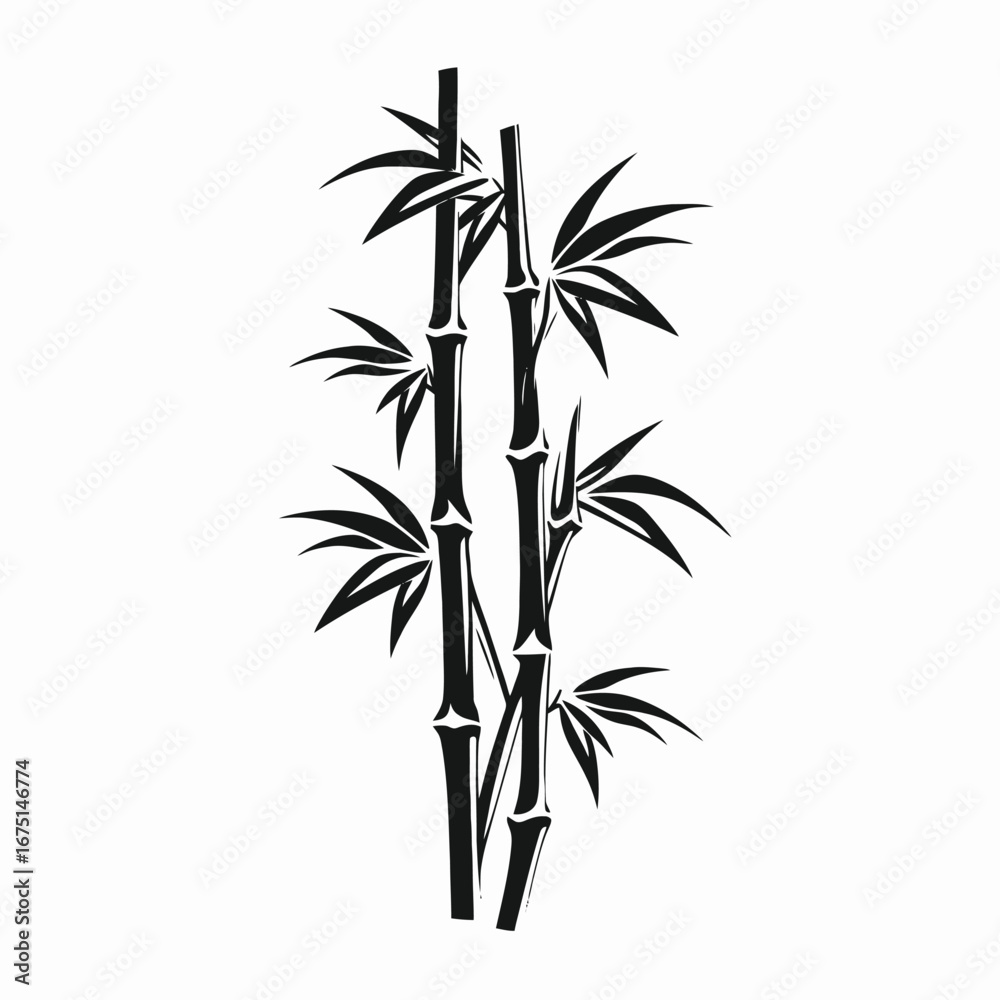 Fototapeta premium Minimalist bamboo stalks artfully rendered into a striking black silhouette