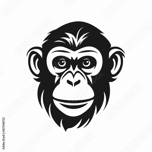 Striking monkey head artwork, a powerful primate face vector silhouette