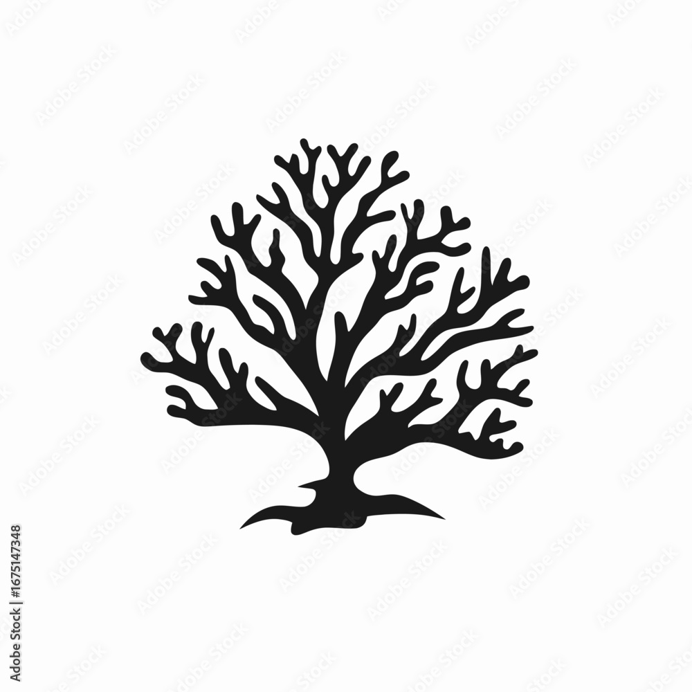 Fototapeta premium Elegant botanical black vector tree abstract design art silhouette