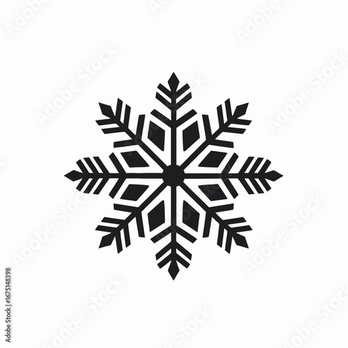 Elegant vector snowflake design, winter holiday seasonal graphic element silhouette