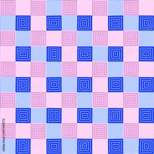 Abstract Square Pink and Blue Seamless Pattern Background
