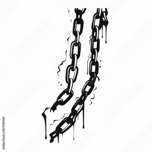 Dripping chains create a monochrome, stark and gothic vector silhouette