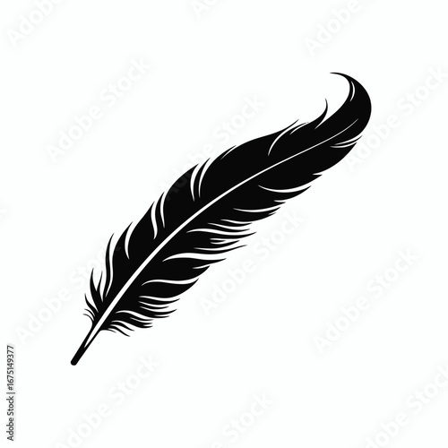 Graceful feathered vector illustration isolated art, a classic quill silhouette