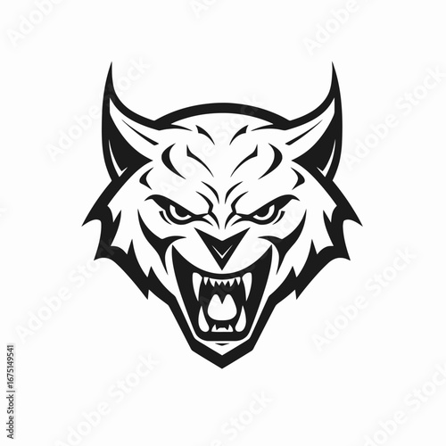 Fierce and intimidating tiger head emblem in black vector silhouette