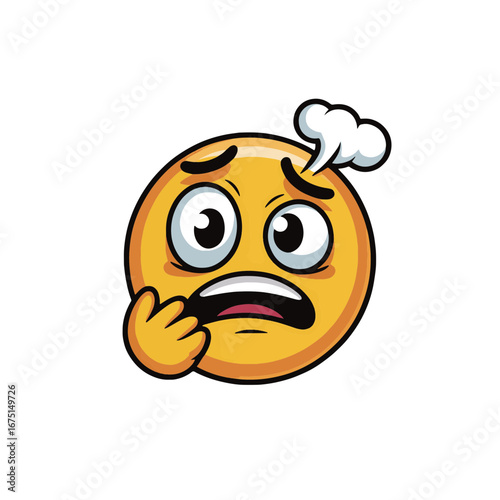 Worried emoji showing concern with raised eyebrows and a thoughtful expression