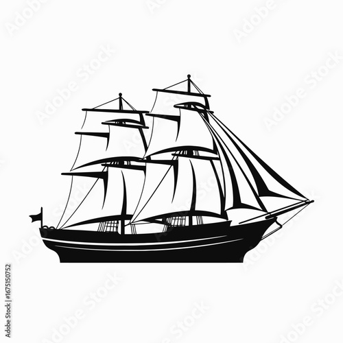 Antique sailing ship majestic and bold, a timeless maritime silhouette