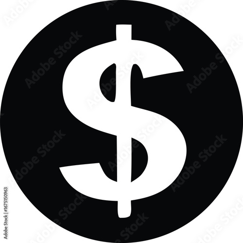 Symbolizing wealth and finance a bold dollar sign inside a black circle represents monetary value opportunity and financial growth concepts