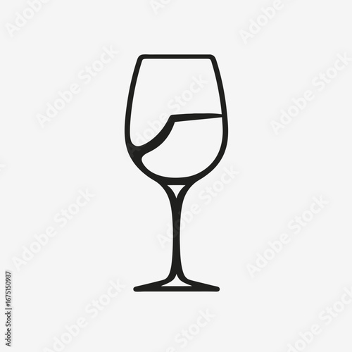 Elegant outlined wineglass presents a refined and minimal drinking silhouette