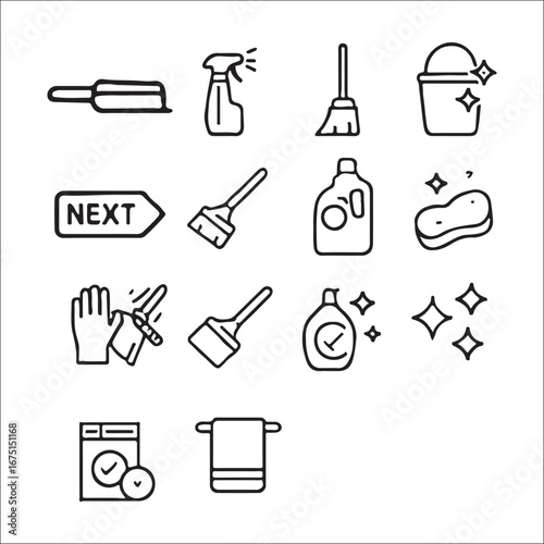 Wallpaper Mural Cleaning Supplies and Tools Outline Icons Collection for Domestic Hygiene and Household Chores Set in Vector Format Torontodigital.ca