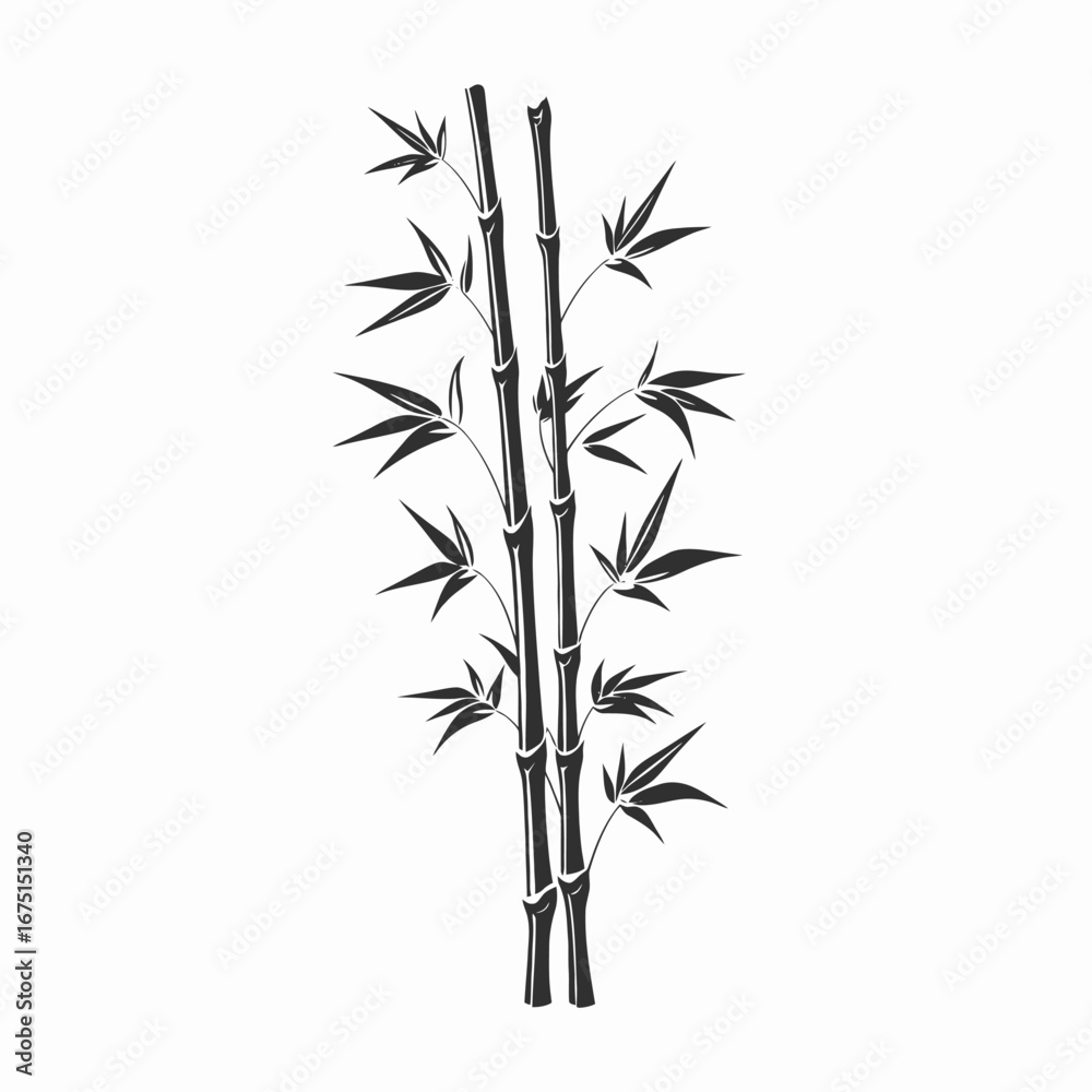 Naklejka premium Elegant bamboo stalks design with Asian influence botanical graphic silhouette
