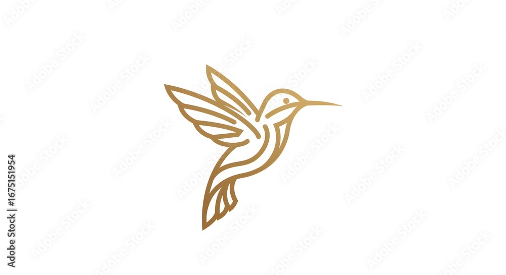 Obraz premium Gold hummingbird line illustration