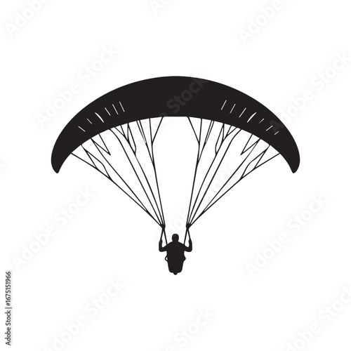 Paragliding silhouette black and white vector icon
