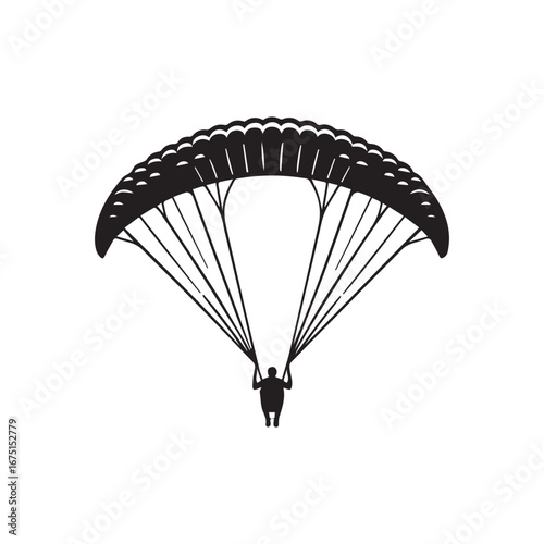 Paragliding silhouette black and white vector icon