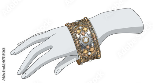 Exquisite vintage bracelet adorning an elegant hand against a pristine backdrop
