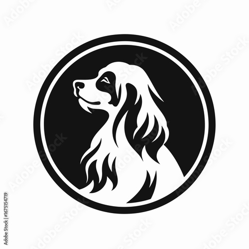 Elegant setter dog emblem, a timeless and classic animal silhouette