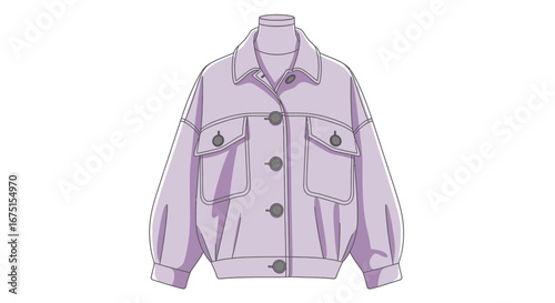 Modern Pastel Lilac Oversized Jacket Illustration for Fashion Designs