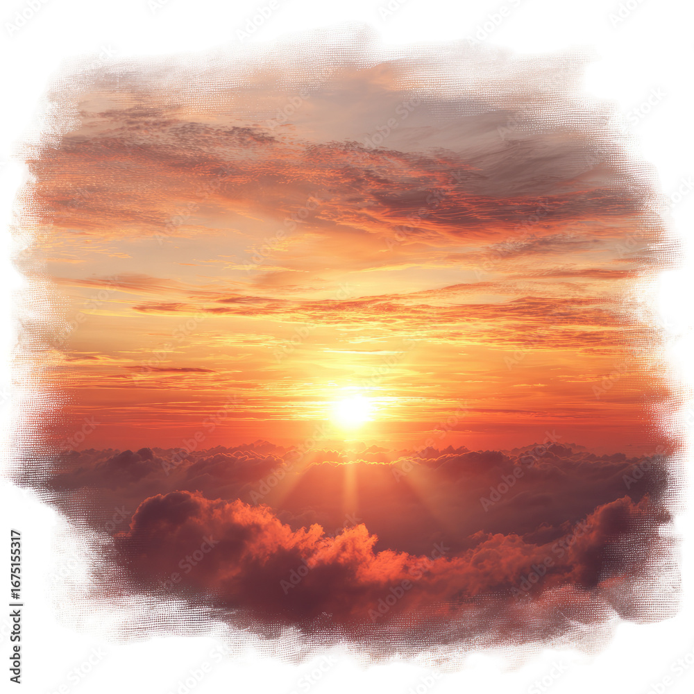 Fototapeta premium Sunrise over clouds framed by a soft edge