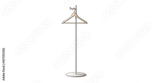 Stylish isolated floor coat rack with wooden hanger for wardrobe needs
