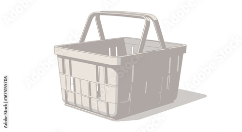 Stylized shopping basket illustration in muted tones, simple design