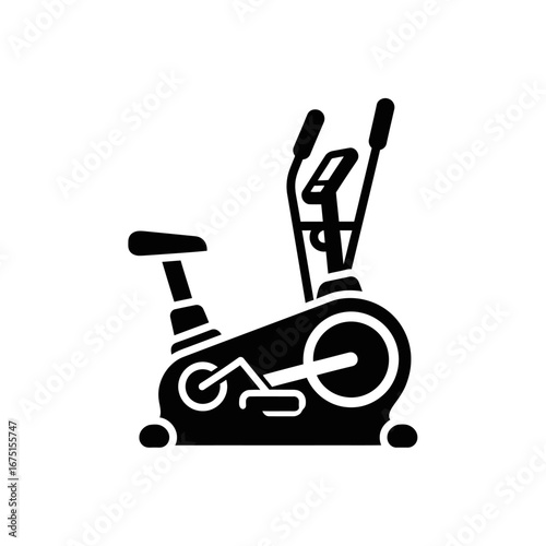 Indoor Exercise Equipment, Elliptical Trainer, Home Gym, Vector Illustration, Minimalist Design, Silhouette Concept