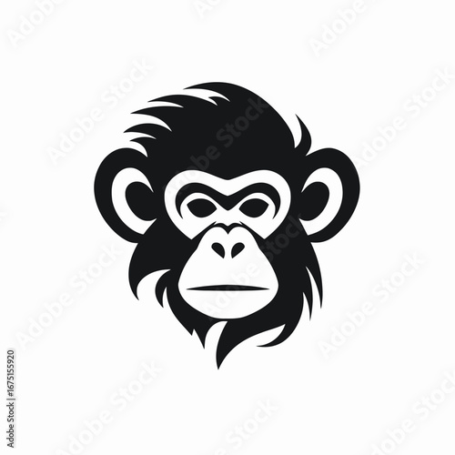 Bold monkey head with a distinguished and graphical vector styled silhouette