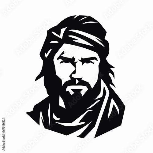 Striking portrait of a man with turban in expressive geometric silhouette