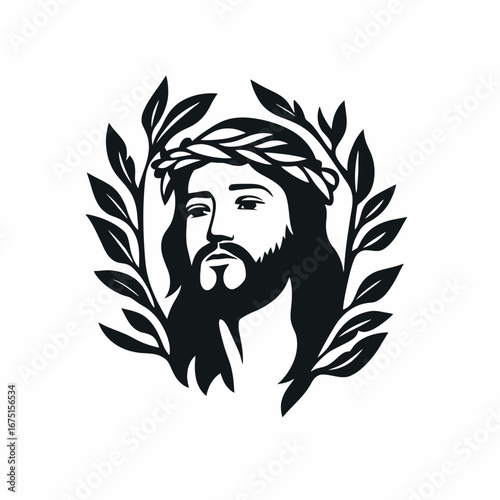 Jesus Christ graphic illustration with crown of thorns beautiful art silhouette