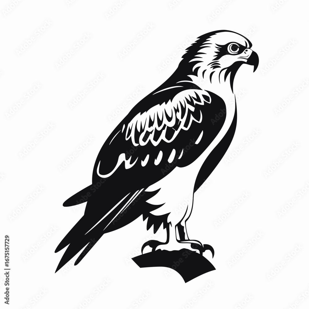 Fototapeta premium Majestic raptor illustration with wings spread in powerful flight vector silhouette