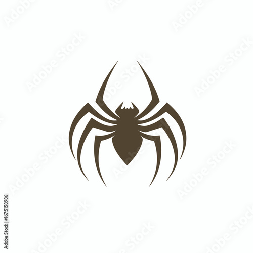 Detailed representation featuring arachnid spider with eight legs presented as silhouette