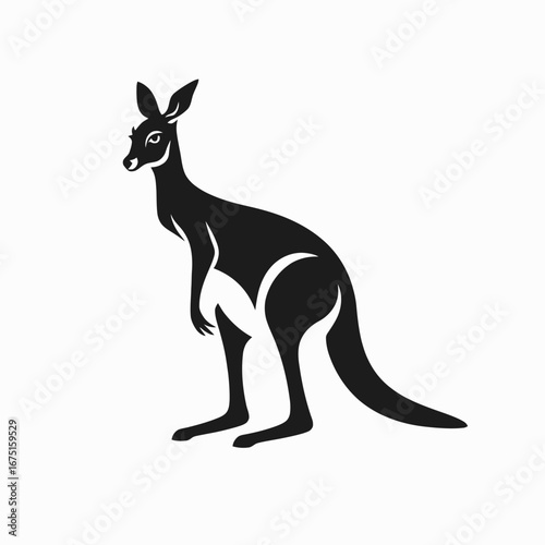 Standing marsupial with powerful legs vector animal illustration silhouette