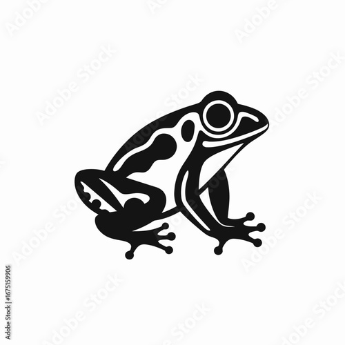 Elegant amphibian with spots, black and white frog wildlife silhouette