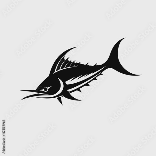 Striking marlin fish graphic, perfect for sports fishing logo design silhouette