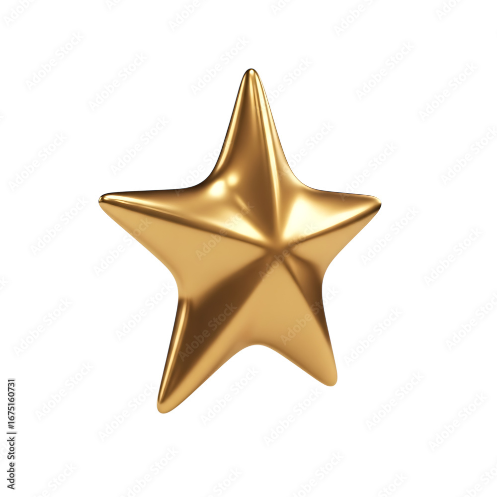 Obraz premium Shiny golden star with smooth curves stands out against a stark on transparent background