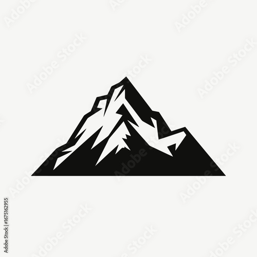Majestic mountain peak sharply defined, a minimalist landscape design silhouette