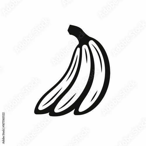 Vector illustration showcasing a ripe banana food, simplified modern fruit silhouette