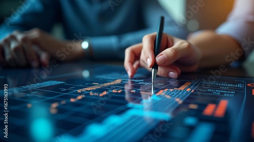 Mid-Year Financial Analysis: High-Resolution Imagery & Data Visualization for Corporate Insights - Empty Space for Customization