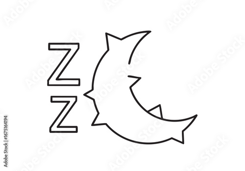 Black and White Sleeping Icon Featuring Moon and Zs Design for Relaxation and Rest