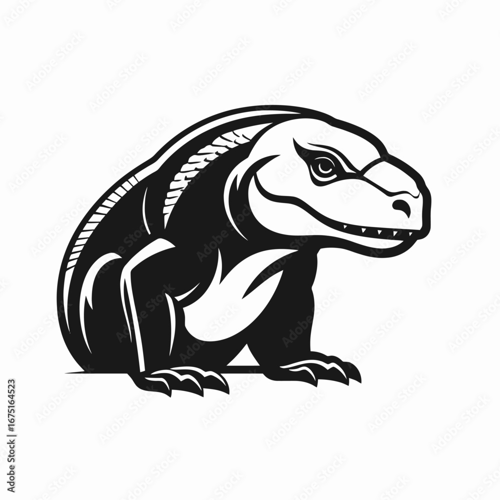 Fototapeta premium Striking Komodo dragon art powerfully showcasing a reptile design, a detailed silhouette.