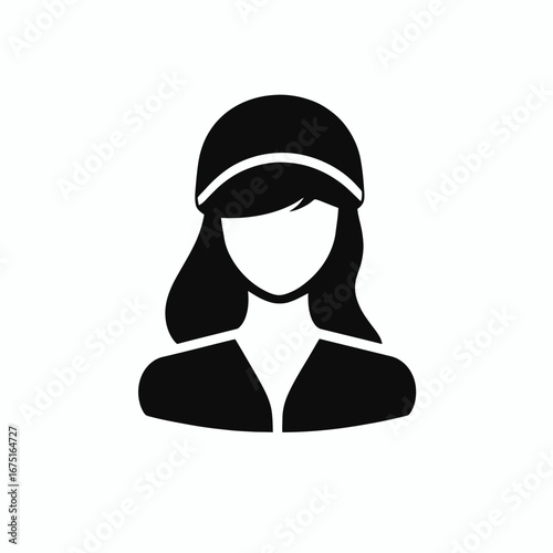Minimalist female character with cap wearing a jacket silhouette