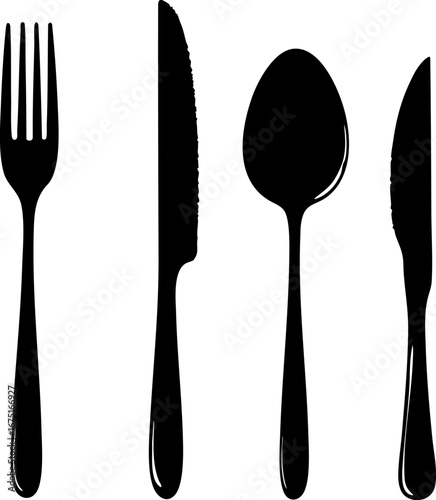 Cutlery Silhouette Set Fork, Spoon, Knife