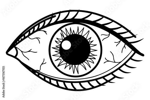 Intricate Line Art Eye Drawing Detailed Black and White Illustration of an Eye