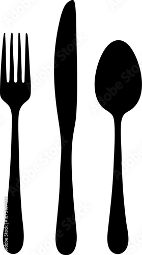 Cutlery Silhouette Set Fork, Spoon, Knife